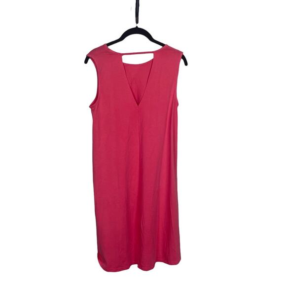 LA Made Sleeveless Crewneck A Line Knit Dress Back Cutout Coral Size Small - Picture 2 of 7